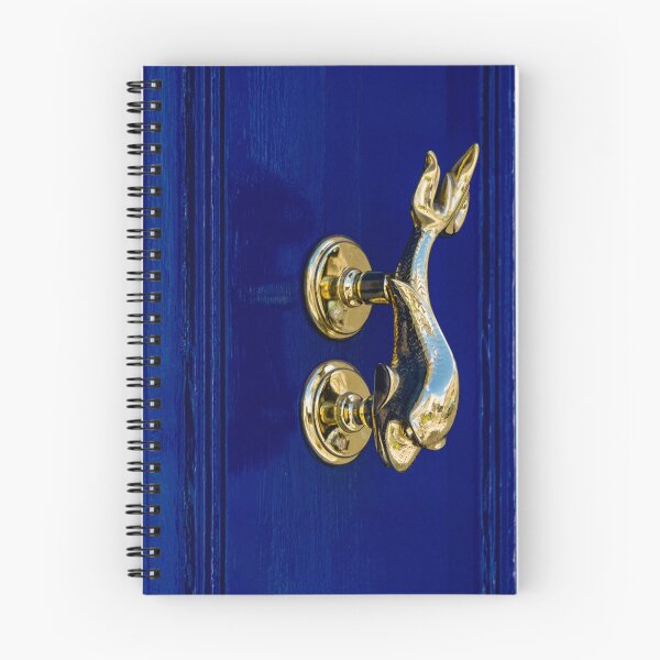 Item preview, Brass Dolphin Door Knocker On Blue Painted Door - Nautical Entrance Hardware Detail designed and sold by Nmallia.