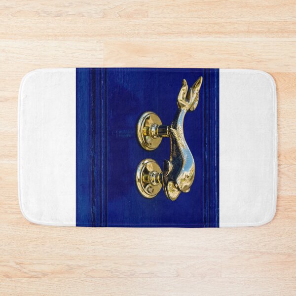 Item preview, Brass Dolphin Door Knocker On Blue Painted Door - Nautical Entrance Hardware Detail designed and sold by Nmallia.