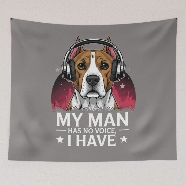 Item preview, My Man Has No Voice, I Have – American Staffordshire Terrier Music Design designed and sold by Art-Arcade6.