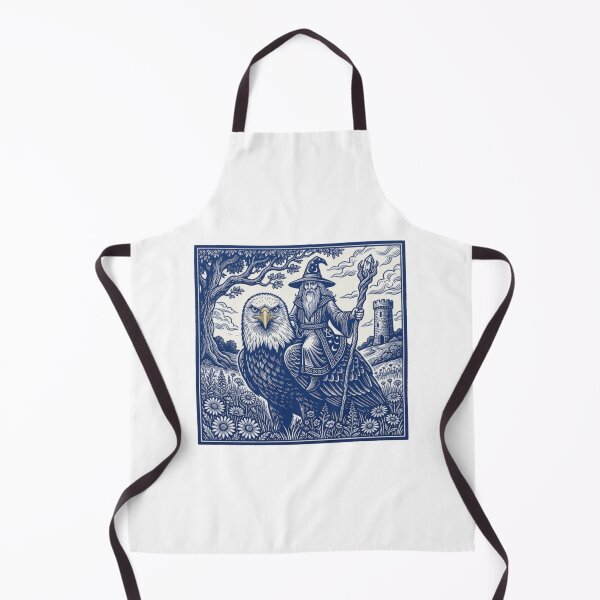 Item preview, Wizard Riding Bald Eagle Vintage Medieval Fantasy Dark Art Retro Graphic designed and sold by EvrmoodCo.