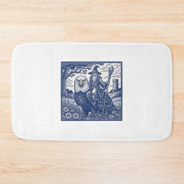 Item preview, Wizard Riding Bald Eagle Vintage Medieval Fantasy Dark Art Retro Graphic designed and sold by EvrmoodCo.
