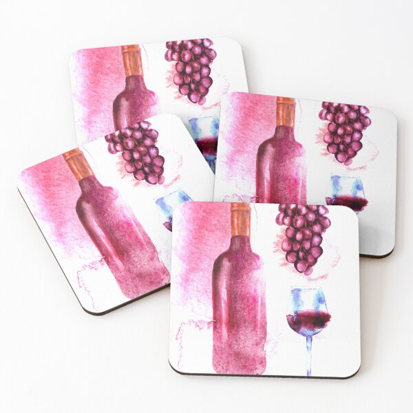 Item preview, Red wine bottle glass and grapes designed and sold by bokasin.
