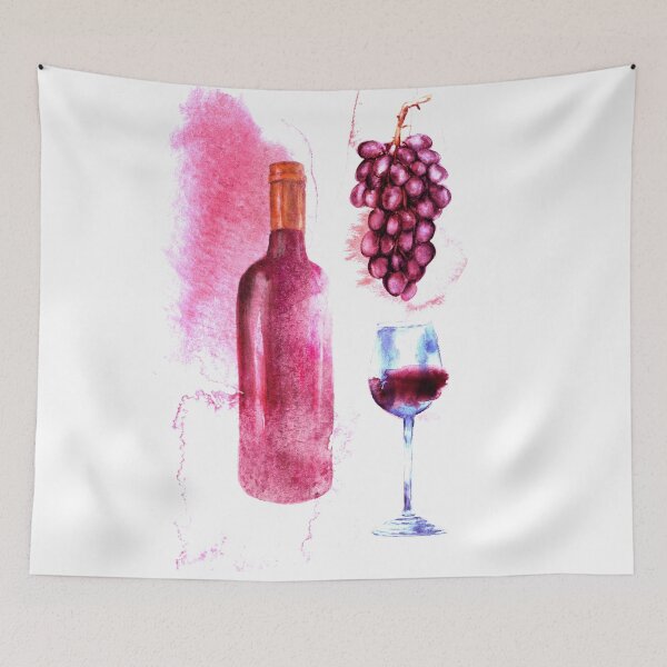 Item preview, Red wine bottle glass and grapes designed and sold by bokasin.