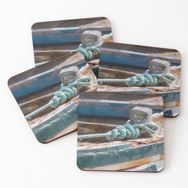 Item preview, Weathered Rope Tied to Cleat on Old Rustic Boat With Peeling Paint and Rust designed and sold by Nmallia.