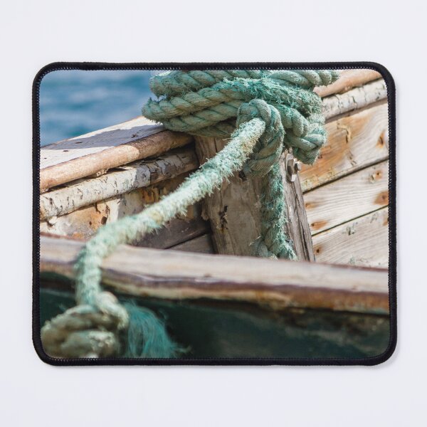 Item preview, Weathered Rope Tied to Cleat on Old Rustic Boat With Peeling Paint and Rust designed and sold by Nmallia.