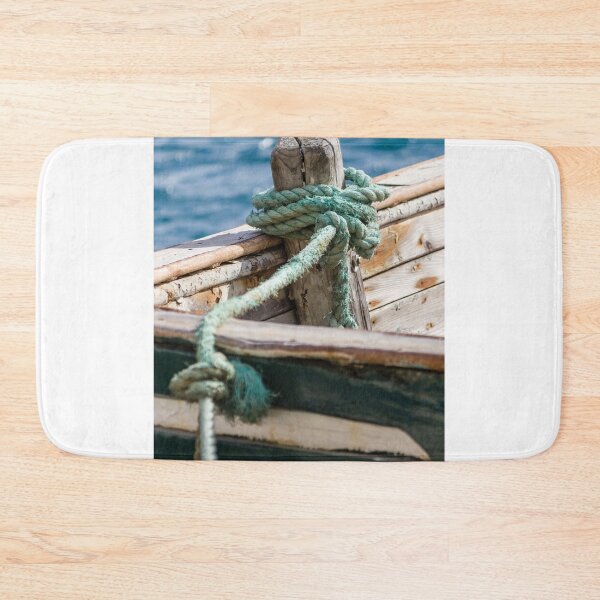 Item preview, Weathered Rope Tied to Cleat on Old Rustic Boat With Peeling Paint and Rust designed and sold by Nmallia.