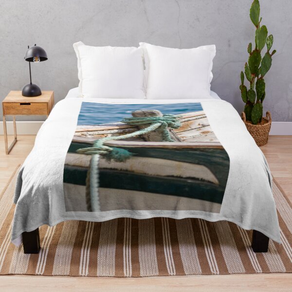 Item preview, Weathered Rope Tied to Cleat on Old Rustic Boat With Peeling Paint and Rust designed and sold by Nmallia.