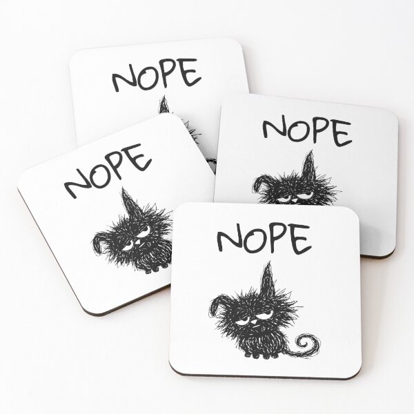 Item preview, Funny Black Cat – Nope Mood | Doodle Cat Meme designed and sold by moodiecatshop.