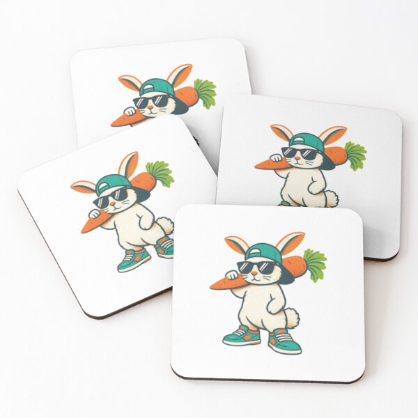 Item preview, Cool Bunny with Carrot — Retro Streetwear Rabbit Illustration designed and sold by HBDStudio.