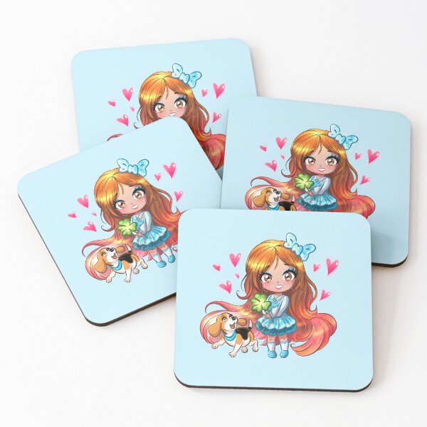 Item preview, Cute Kawaii Anime Girl with Puppy and Hearts designed and sold by TeamLouOfficial.