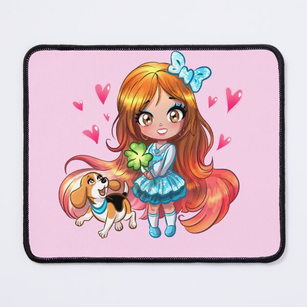 Item preview, Cute Kawaii Anime Girl with Puppy and Hearts designed and sold by TeamLouOfficial.