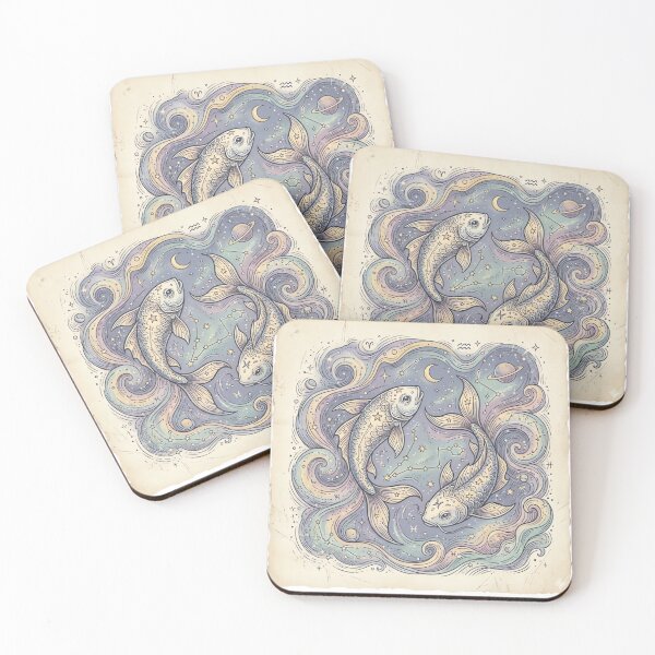 Item preview, Pisces Zodiac Fish Dreamy Cosmic Galaxy Vintage Illustration designed and sold by urbinet.