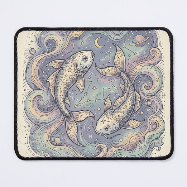Item preview, Pisces Zodiac Fish Dreamy Cosmic Galaxy Vintage Illustration designed and sold by urbinet.