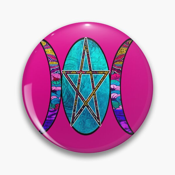 Item preview, Pink Retro Triple Moon Goddess with Pentagram Star  designed and sold by artbyomega.