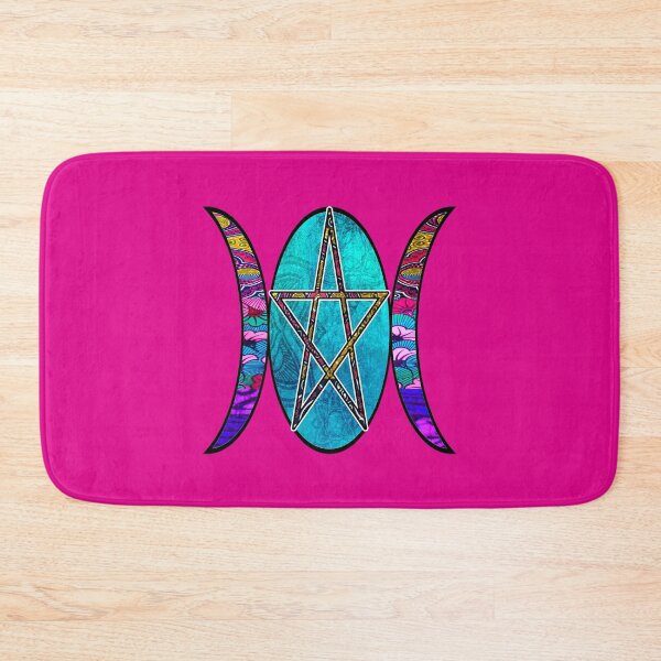 Item preview, Pink Retro Triple Moon Goddess with Pentagram Star  designed and sold by artbyomega.
