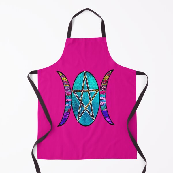 Item preview, Pink Retro Triple Moon Goddess with Pentagram Star designed and sold by artbyomega.
