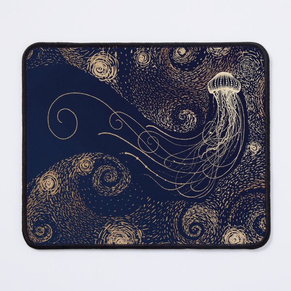 Item preview, Starry Jellyfish in Van Gogh style - DARK GOLD Version designed and sold by AlirizaCAKIR.