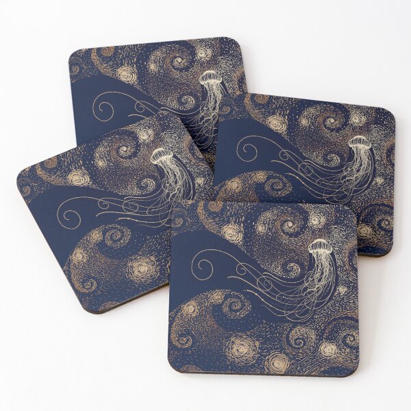 Item preview, Starry Jellyfish in Van Gogh style - DARK GOLD Version designed and sold by AlirizaCAKIR.