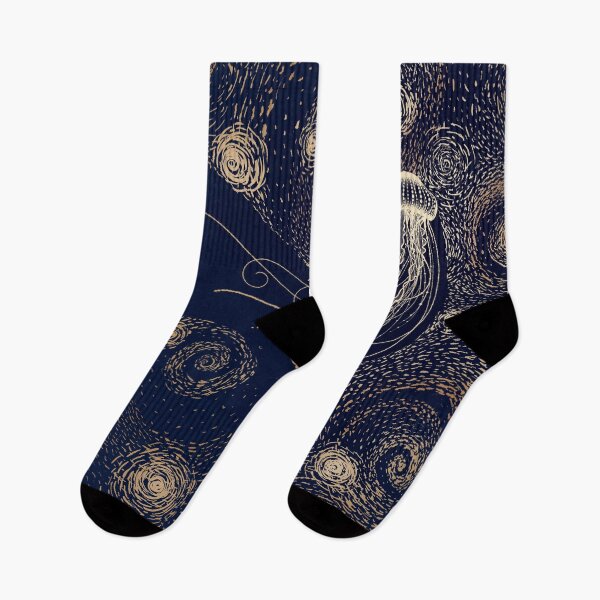 Item preview, Starry Jellyfish in Van Gogh style - DARK GOLD Version designed and sold by AlirizaCAKIR.