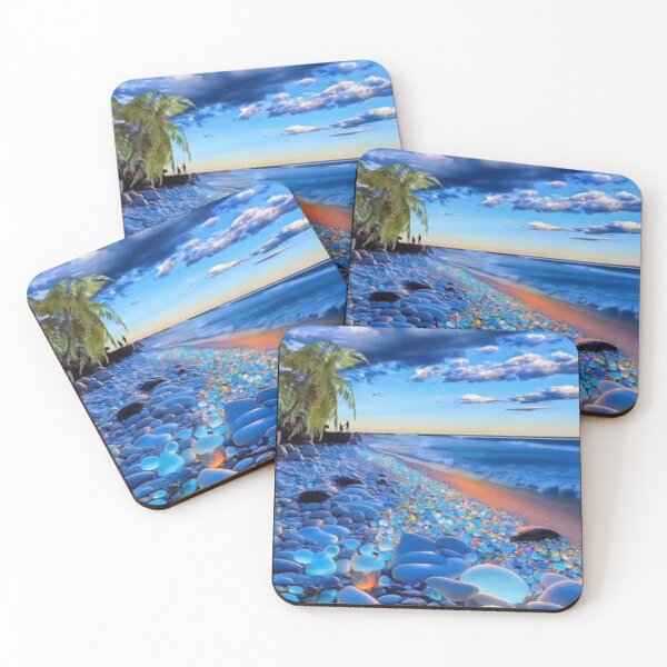 Item preview, Crystal Shores - Luminous Blue Stones Ocean View designed and sold by GUINewAlex.
