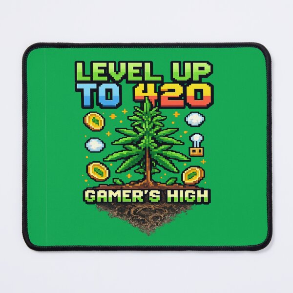 Item preview, Level Up to 420 – Gamer’s High Pixel Art Cannabis Design designed and sold by Alchemy Forge.