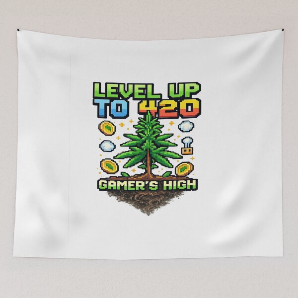 Item preview, Level Up to 420 – Gamer’s High Pixel Art Cannabis Design designed and sold by Alchemy Forge.
