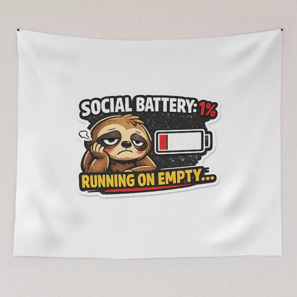 Item preview, Social Battery 1% Sticker – Funny Introvert Humor, Low Energy Mood, Anti Social Aesthetic designed and sold by MyTutina.