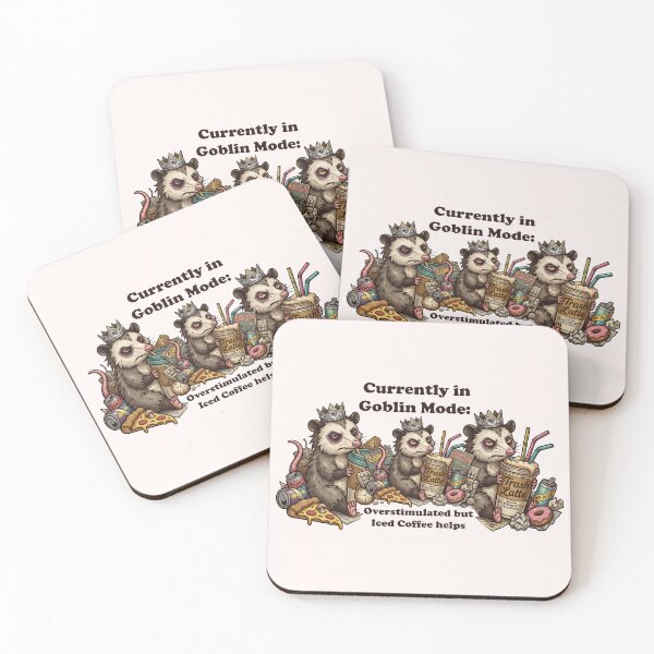 Item preview, Goblin Mode Possum Army - Trash King Overstimulated & Iced Coffee designed and sold by SylwiaPrint.