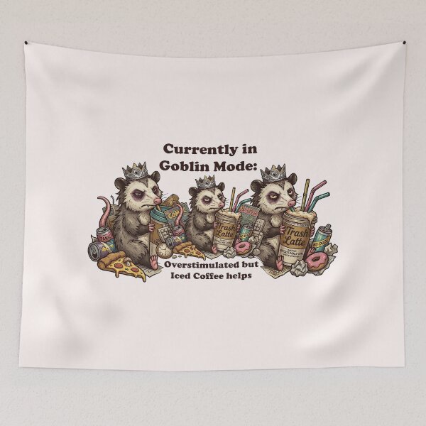 Item preview, Goblin Mode Possum Army - Trash King Overstimulated & Iced Coffee designed and sold by SylwiaPrint.