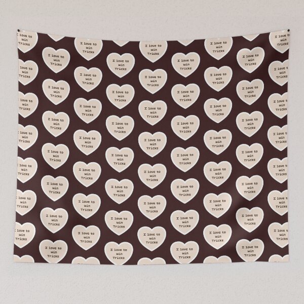 Item preview, Bridge, card game, I love to win tricks, terminology, pixelated, heart designed and sold by DebbieJoyArt.