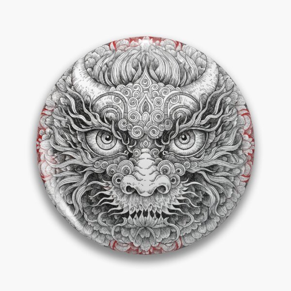 Item preview, Intricate Dragon Mandala – Detailed Black and Grey Floral Dragon Mandala Design designed and sold by Anime9122.
