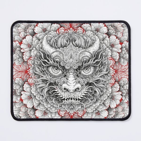 Item preview, Intricate Dragon Mandala – Detailed Black and Grey Floral Dragon Mandala Design designed and sold by Anime9122.