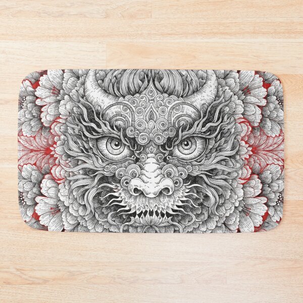 Item preview, Intricate Dragon Mandala – Detailed Black and Grey Floral Dragon Mandala Design designed and sold by Anime9122.