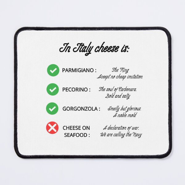 Item preview, Funny Italian Food Rules Checklist: Cheese on Seafood is a Crime No-No designed and sold by TheItaliandilemma.