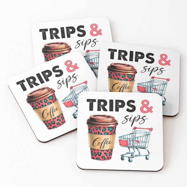 Item preview, Trips and Sips Leopard Coffee Cup Shopping Cart designed and sold by Lulunza.