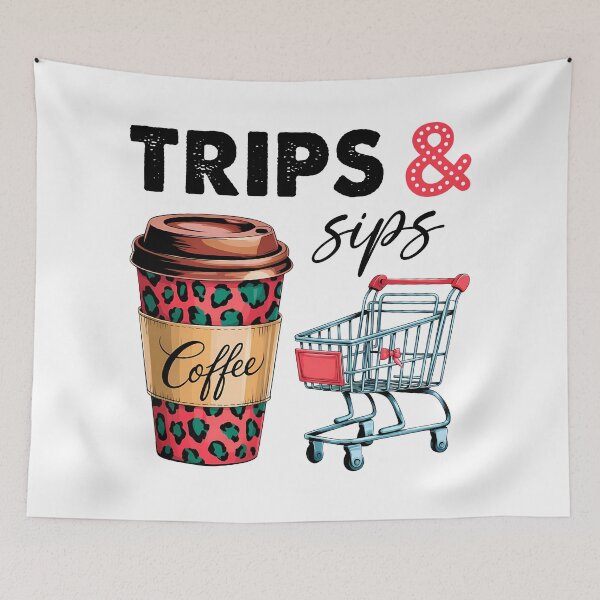 Item preview, Trips and Sips Leopard Coffee Cup Shopping Cart designed and sold by Lulunza.