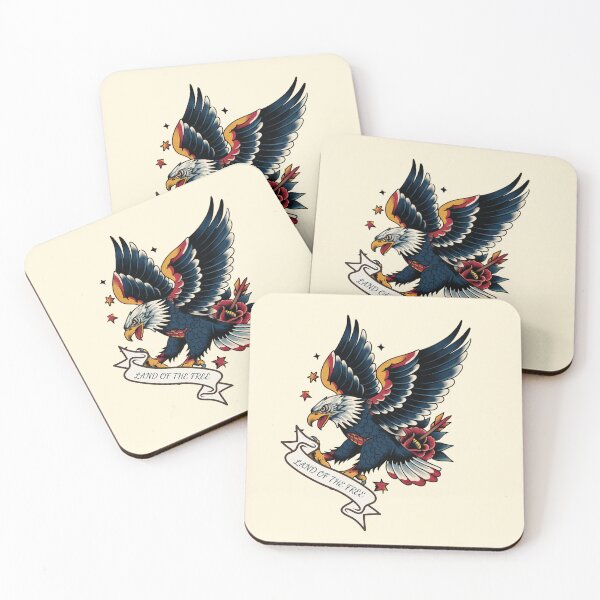 Item preview, American Eagle Tattoo Style Land of the Free 4th of July designed and sold by BoxofMoments.
