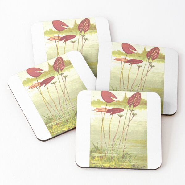 Item preview, Vintage Red Water Lily Botanical Art Lithograph designed and sold by Antique Science Press.