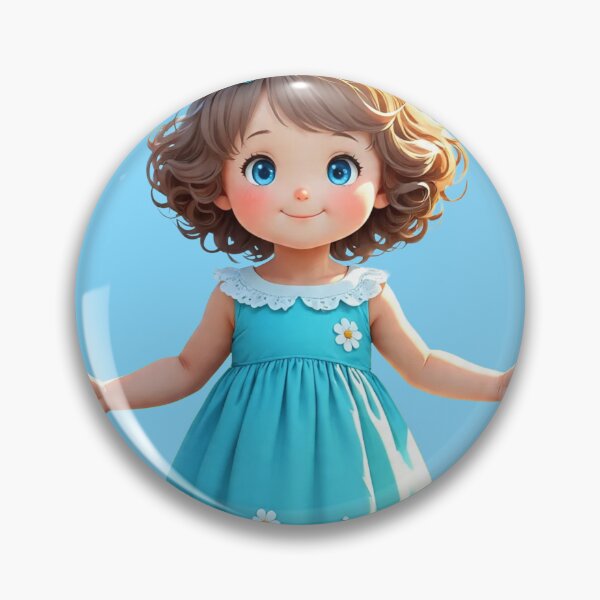 Item preview, Adorable Girl Teal Floral Dress Daisy Summer Art designed and sold by Hafcishop.