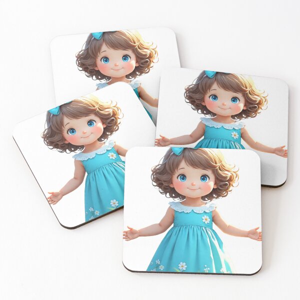 Item preview, Adorable Girl Teal Floral Dress Daisy Summer Art designed and sold by Hafcishop.
