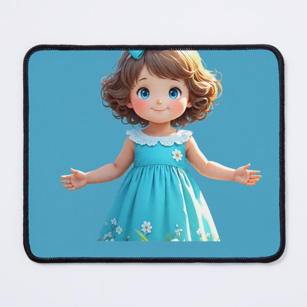 Item preview, Adorable Girl Teal Floral Dress Daisy Summer Art designed and sold by Hafcishop.
