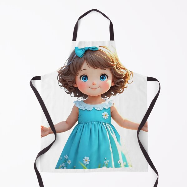 Item preview, Adorable Girl Teal Floral Dress Daisy Summer Art designed and sold by Hafcishop.