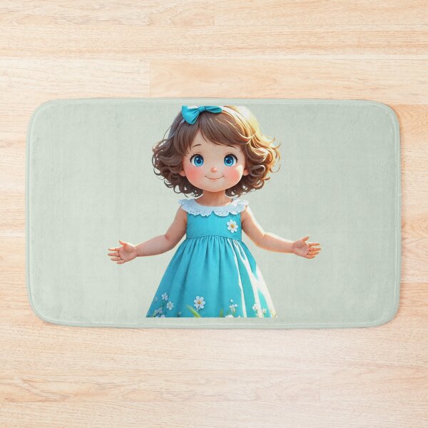 Item preview, Adorable Girl Teal Floral Dress Daisy Summer Art designed and sold by Hafcishop.