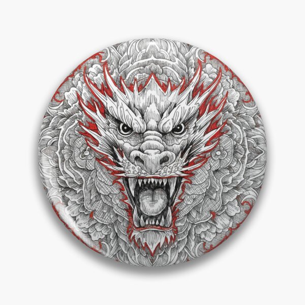 Artikelvorschau, Intricate Dragon Mandala – Detailed Black and Grey Floral Dragon Mandala Design entworfen und verkauft von Anime9122.