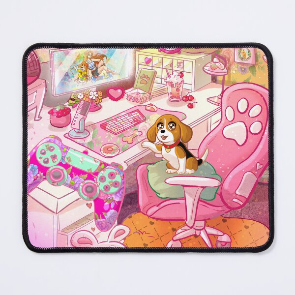 Item preview, Pink Kawaii Gamer Girl room with Puppy designed and sold by TeamLouOfficial.