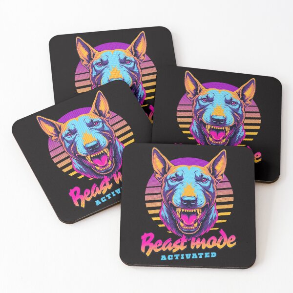Item preview, Bull Terrier Beast Mode Activated – Neon Cyberpunk Dog Design designed and sold by PixelsPaws.