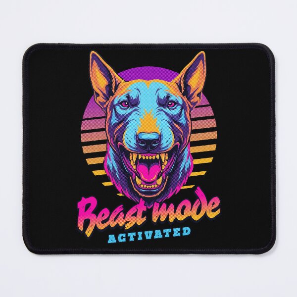 Item preview, Bull Terrier Beast Mode Activated – Neon Cyberpunk Dog Design designed and sold by PixelsPaws.