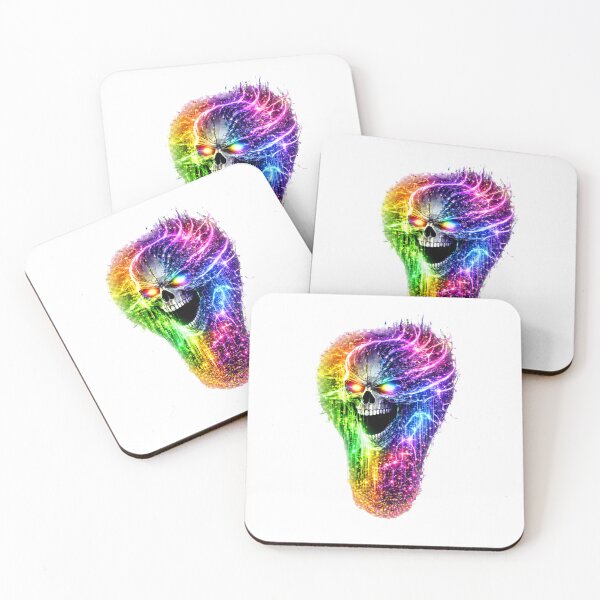 Artikelvorschau, Cyber Skull Rainbow Glitch – Neon Multicolor Horror Design entworfen und verkauft von unglaublichGut.