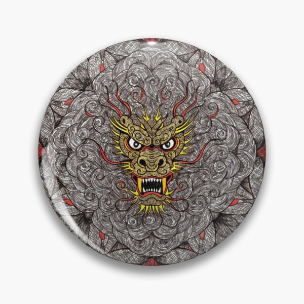 Item preview, Intricate Dragon Mandala – Detailed Black and Grey Floral Dragon Mandala Design designed and sold by Anime9122.