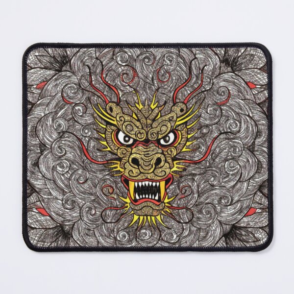 Item preview, Intricate Dragon Mandala – Detailed Black and Grey Floral Dragon Mandala Design designed and sold by Anime9122.
